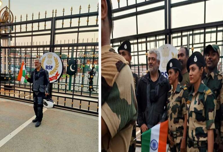 Ajit Kumar at the Wagah border! Photo with National Flag and Security Forces!