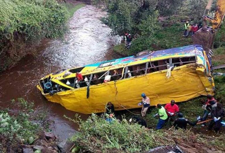 23 killed as bus overturns in river