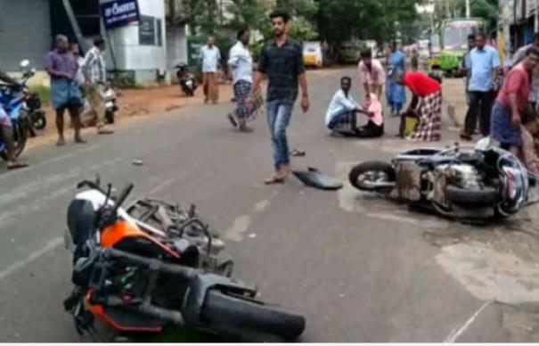 Horrible accident near Omalur!. Female friend crushed her head and died in front of her friend!.