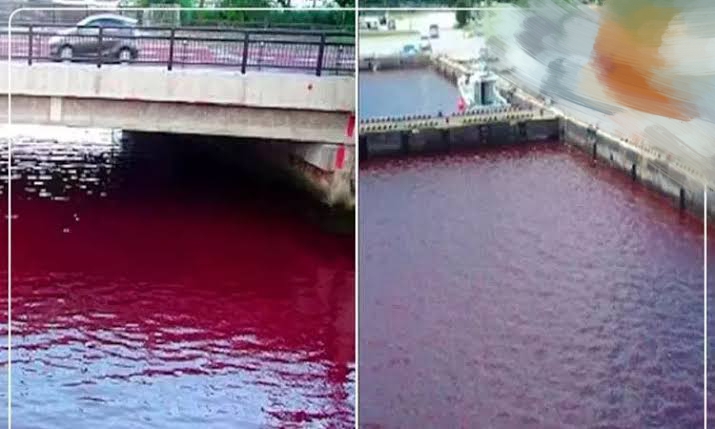 River water turned blood red!! Distraught public fear !!