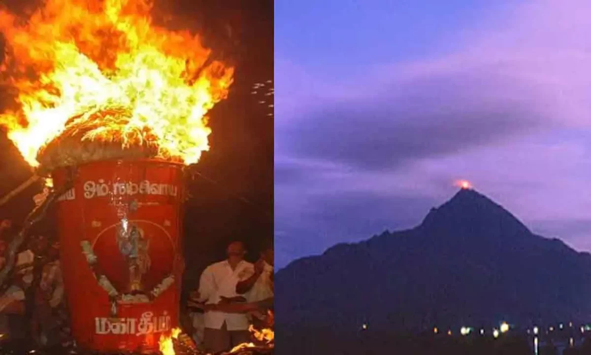 The famous Karthigai Deepa festival!! Only so many devotees are allowed to climb the mountain!!