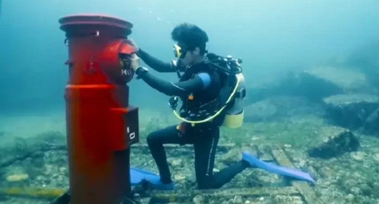 Postbox under the sea.. People who swim and send letters..!!