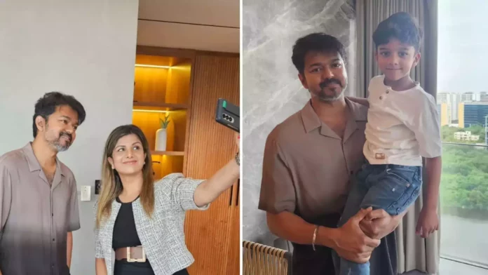 Ramba's selfie photo with actor Vijay! Viral on the Internet!