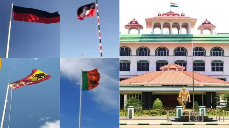 Party flags or statues should not be installed in public places!! Irrespective of the party, the rule is the same.. High Court order!!
